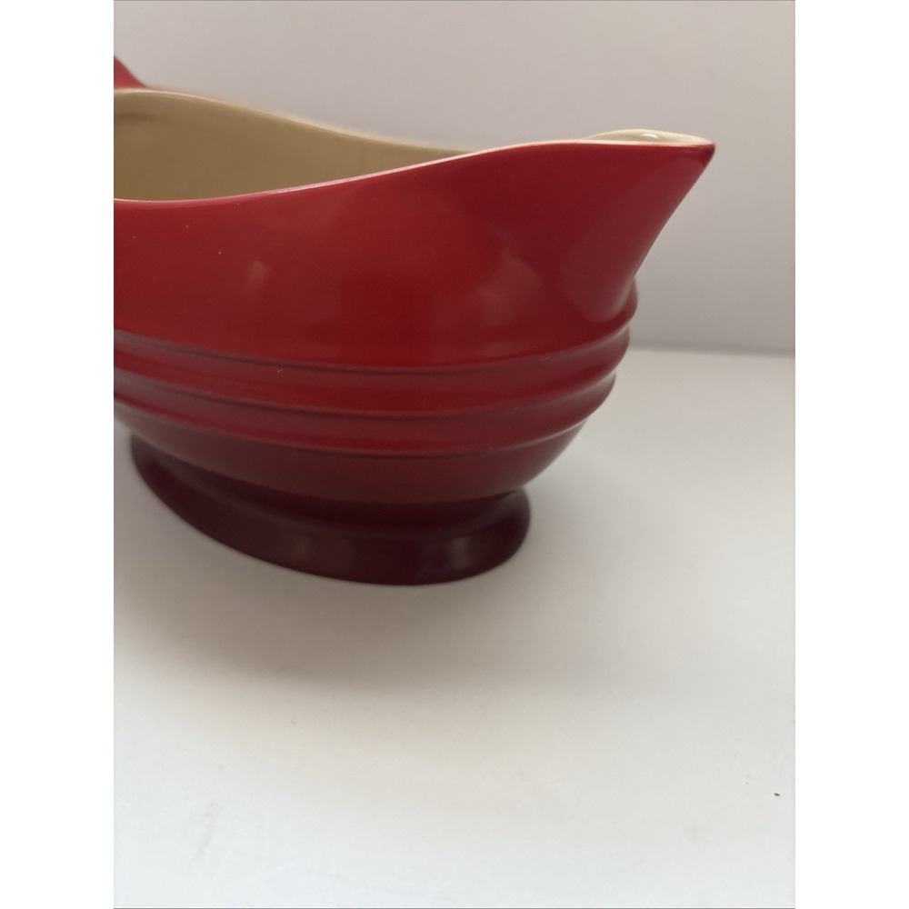 Le Creuset Red Stoneware Gravy Boat With Matching Underplate 07.28 - Picture 5 of 8